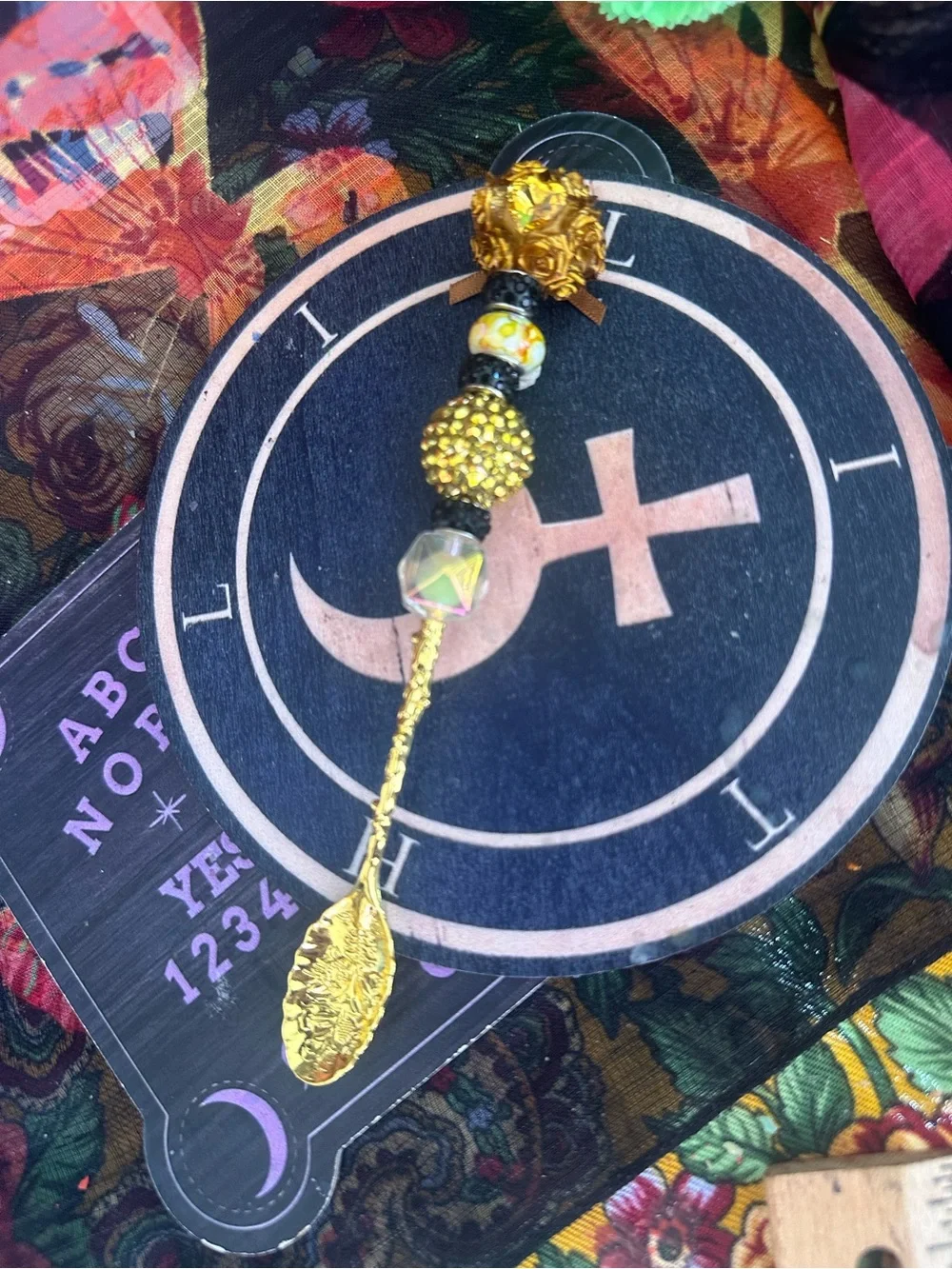 Handmade Gold Ritual Spoon – Beaded Apothecary & Altar Tool